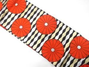 アンティーク　変わり横段に菊模様織り出し子供帯（材料）